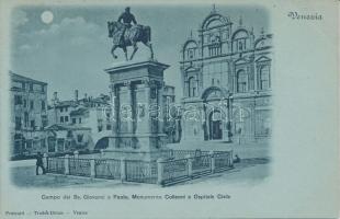 Venice, Venezia; Ss. Giovanni and Paolo square, Colleoni monument, Civil hospital, night (EK)