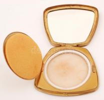 Réz púdertartó dobozka, gobelin díszítésű fedéllel