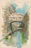 Venice, Venezia; Ponte dei Sospiri / Bridge of Sighs, litho s: Sala (EK)