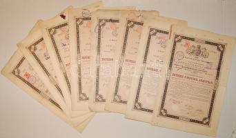 1881. 1000Ft Járadékkölcsön (8x) klf. szignettákkal (német,francia), cseh érvényesítő bélyegzőkkel!