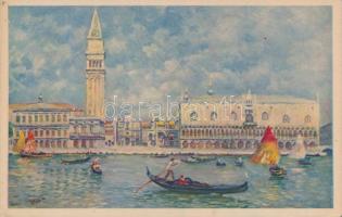 Venice, Venezia; Doges Palace, Piazzetta, A. Scrocchi 4612-5., artist signed (EK)