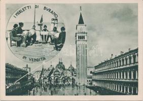 Venice, Venezia; I Merletti di Burano in vendita / V. Polaccos shop of Burano lace, advertisement