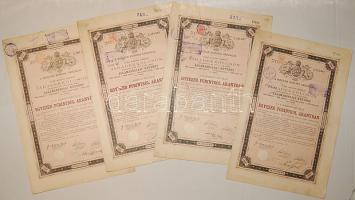 1876.Ausztria 200G (3x) + 1000G +  Magyarország 1000Ft Járadékkölcsön (4x) klf. szignettákkal (német,francia), cseh érvényesítő bélyegzőkkel!