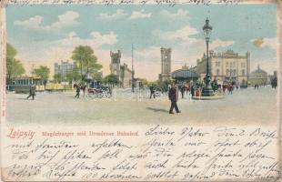 Leipzig, Magdeburger und Dresdener Bahnhof / railway station, tram (EK)