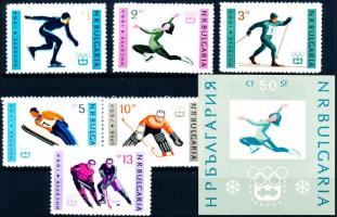 Winter Olympics, Innsbruck set + imperforated block, Téli olimpia, Innsbruck sor + vágott blokk