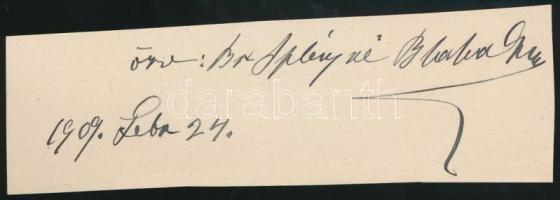 Blaha Lujza (1850-1926) magyar színésznő,  "a nemzet csalogánya. Aláírás kivágáson. /Blaha Lujza autograph