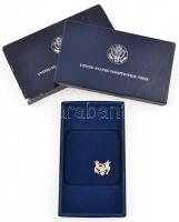 Amerikai Egyesült Államok 1987. 1$ Ag "Alkotmány", eredeti bársony díszdobozban, tanúsítvá...