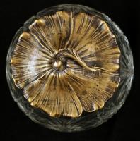 Tököt formázó csiszolt kristályüveg bonbonier, fém fedéllel, jelzés nélkül, apró kopásokkal, m: 17 c...