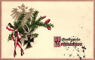1914 Weihnachten / Christmas, German military propaganda, litho, 1914 Karácsonyi üdvözlet, német katonai propaganda, litho