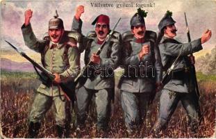 Vállvetve győzni fogunk; központi hatalmak / Central powers, military propaganda (Rb)