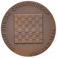 Finnország 1984. "Junior Világbajnokság" Br sakk emlékérem. Szign.: Tillander (60mm) T:1- Finland 1984. "World Junior Championship" Br chess commemorative medallion. Sign.: Tillander (60mm) C:AU