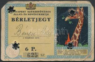 cca 1930 Fényképes állatkerti bérletjegy / Zoo season ticket