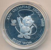 Dél-Korea 1986. 5000W Ag "1988 Olimpia - Tigris Kabala" T:PP  South Korea 1986. 5000 Won Ag "Tiger mascot" C:PP