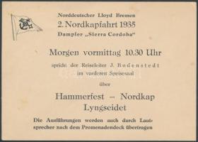 1935 2. Nordkapfahrt Sierra Cordoba - Északi Sarki hajóút hajójegye / North Pole journey ship-trip ticket