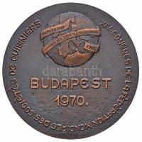 1970. "Magyar Szakács és Cukrász Szövetség - Szakácsegyesületek Világszövetsége XIV. Kongresszusa Budapest 1970" Br emlékérem magyar és francia nyelven (88mm) T:2