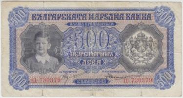 Bulgária 1943. 500L T:III- ragasztott Bulgaria 1943. 500 Leva C:VG sticked