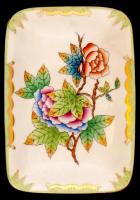 Herendi Viktória mintás porcelán doboz, kézzel festett, jelzett, hibátlan, 14x10x5 cm