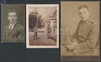 cca 1890-1919 Fiatal katona 5 db keményhátú katonai fotója klf méretben