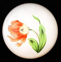 Virágmintás Herendi porcelán bonbonier, kézzel festett, jelzett, hibátlan, d:11,5 cm