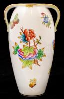 Herendi Viktória mintás porcelán váza, kézzel festett, jelzett, hibátlan, m: 20,5 cm