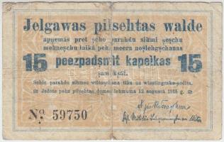 Lettország / Jelgava / Német megszállás 1915. 15k T:III-
Latvia / Jelgawa / German occupation 1915. ...