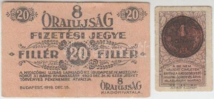 1916. 4f "Hadsegélyező Hivatal" + 1919. 20f "8 Órai Újság" T:III