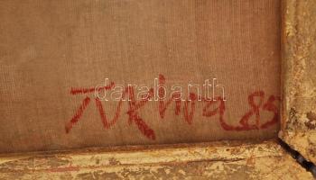 Tukhoa(?) jelzéssel: Beszélgető lányok, vegyes technika, selyem, fa keretben, 37,5×56 cm