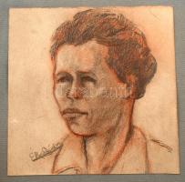 Ék jelzéssel: Férfi portré, pasztell, papír, üvegezett fa keretben, 12×11,5 cm