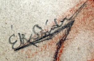 Ék jelzéssel: Férfi portré, pasztell, papír, üvegezett fa keretben, 12×11,5 cm