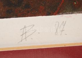 Balla Attila (1959-): Üzenet I. Nyomat, papír, jelzett, üvegezett keretben, 98×65 cm