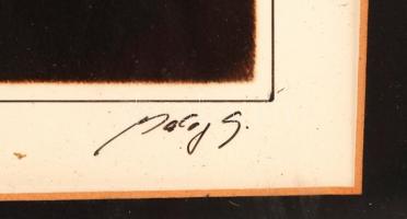 Balogh jelzéssel: Gázlámpafény az éjszakában, nyomat, sorszámozott, paszpartuban, üvegezett fa keret...