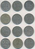 Ausztria 1894-1916. 10h Ni/Cu-Ni (12x) T:vegyes
Austria 1894-1916. 10 Hellre Ni/Cu-Ni (12x) C:mixed