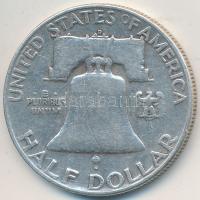 Amerikai Egyesült Államok 1953D 1/2$ Ag "Franklin" T:2-,3 USA 1953D 1/2 Dollar Ag "Franklin" C:VF,F