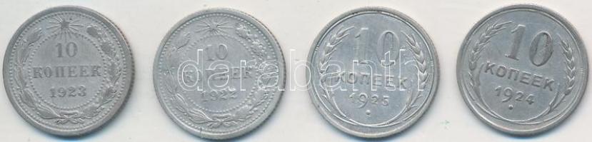 Szocialista Szövetségi Szovjet Köztársaság 1922-1923. 10k Ag (2x) + Szovjetunió 1924-1925. 10k Ag (2x) T:2- Russian Socialist Federated Soviet Republic 1922-1923. 10 Kopeks Ag (2x) + Soviet Union 1924-1925. 10 Kopeks Ag (2x) C:VF