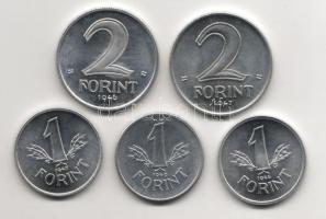 1946,1947,1949. 1Ft + 1946,1947. 2Ft "Kossuth címer" teljes sorok T:1,1/2+