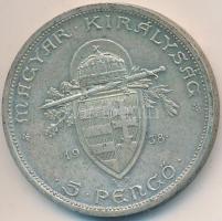 1938. 5P Ag "Szent István" T:2 patina
Adamo P8.1