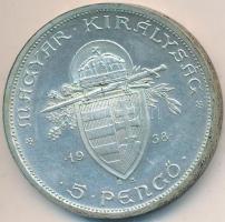 1938. 5P Ag "Szent István" T:2 enyhe felületi karc
Adamo P8.1