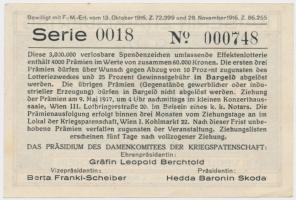 Ausztria 1916. Zita királyné gyermeknap 20f sorsjegy T:II+ / Austria "Kaiserin Zita Kindertag V...