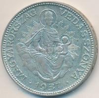 1937. 2P Ag "Madonna" T:2- patina Adamo P7