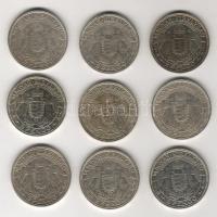 1929-39. 2P Ag teljes sor 1929,1932,1933 T:2/2+, 1931 T:2, 1935 T:2+, 1936 T:2, 1937,1939,1939 T:1/2