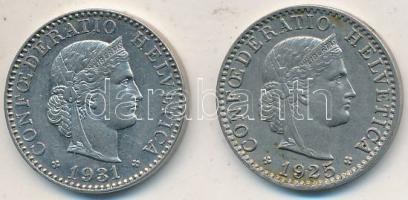Svájc 1925B 20r Ni + 1931B 20r Ni T:2,2-
Switzerland 1925B 20 Rappen Ni + 1931B 20 Rappen Ni C:XF,VF