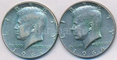 Amerikai Egyesült Államok 1966-1967. 1/2$ Ag "Kennedy" (2x) T:2,2- patina
USA 1966-1967. 1...
