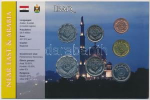 Irak 1970-2004. 5-100D (7xklf) fémpénz szettben T:1-,2 Iraq 1970-2004. 5 Fils - 100 Dinar (7xdiff) metal coins in set C:AU,XF