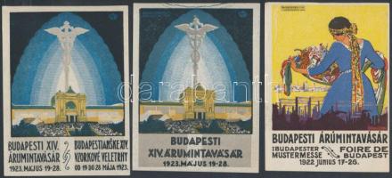 1922-1923 A Budapesti Árumintavásárt népszerűsítő színes nyomtatványok, 6 db