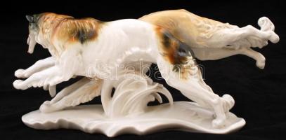 Ens vadászó agarak, kézzel festett, jelzett, hibátlan, h:29 cm, m:14 cm /Ens Germany greyhounds, han...