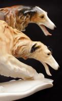 Ens vadászó agarak, kézzel festett, jelzett, hibátlan, h:29 cm, m:14 cm /Ens Germany greyhounds, han...