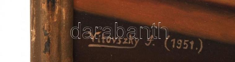 Vitovszky jelzéssel: Csendélet könyvvel és rózsával, olaj, papír, fa keretben, 32×24 cm