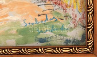 Szabados jelzéssel: Szentendre, vegyes technika, papír, üvegezett fa keretben, 28×20 cm