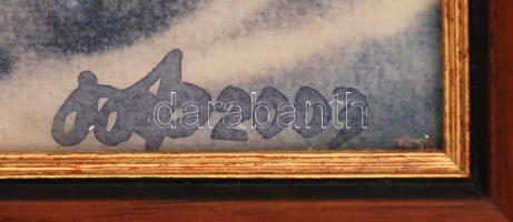 Olvashatatlan jelzéssel: Havazás, pasztell, papír, üvegezett fa keretben,  22,5×30 cm