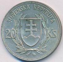 Szlovákia 1939. 20K Ag "Tiso" T:2- Slovakia 1939. 20 Korun Ag "Tiso" C:VF